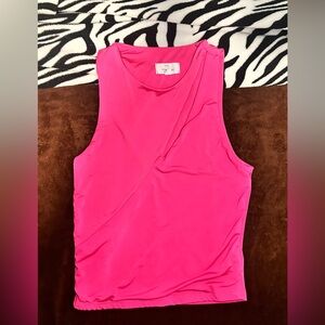 Plain Pink Cutout Crewneck Tank Top